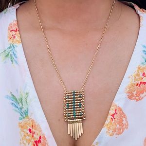 Lucky Brand Gold-Tone Beaded Mesh Fringe
Pendant Necklace, 18" + 2" exte…